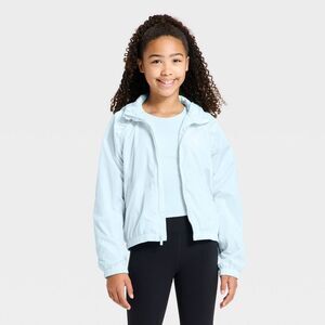 All In Motion - Girls' Piped Windbreaker Jacket - All In Motion Bl Blue